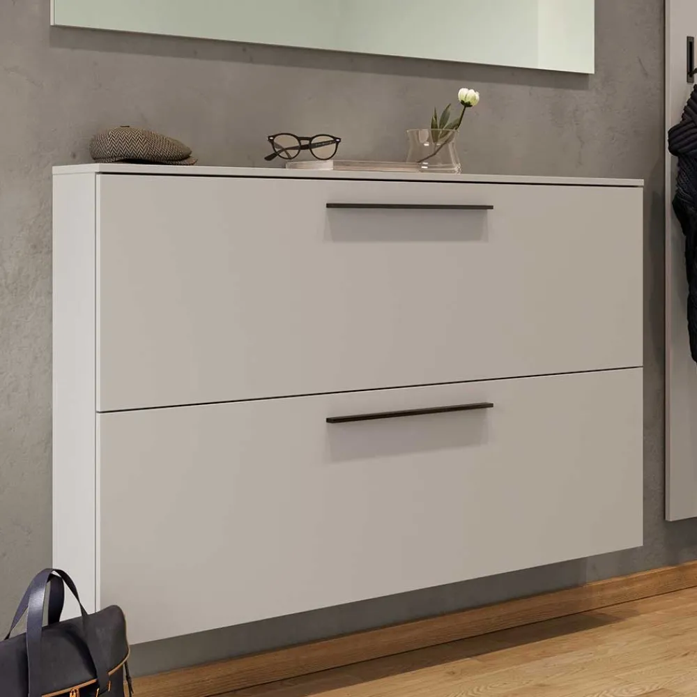 Wohnen Schuhschränke*Hängender Schuhklappenschrank in Hellgrau - Orica