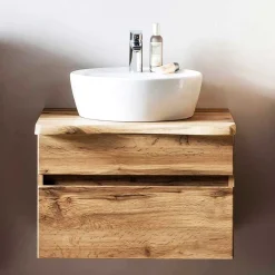 Wohnen Hängender Waschtisch in Holzoptik - Drumias