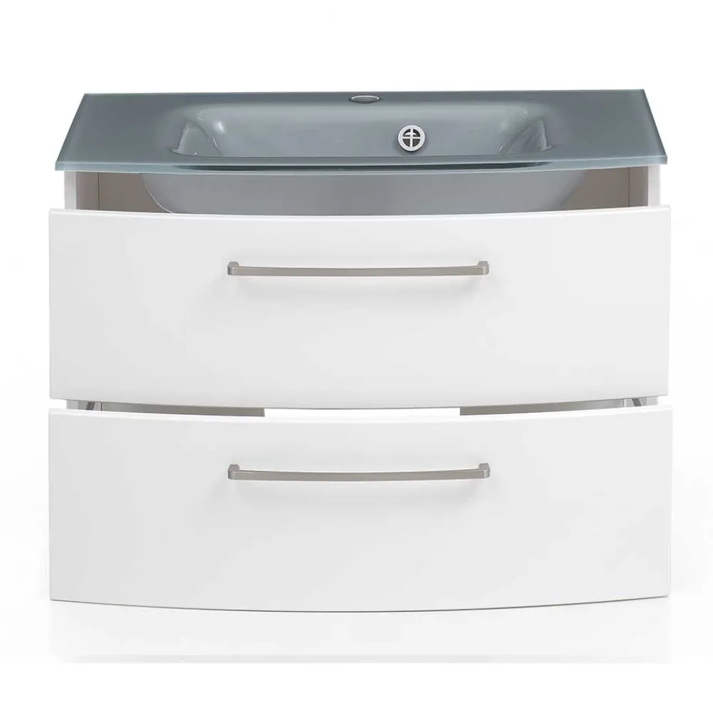 Wohnen Hängender Waschtisch mit Glasbecken in Grau - Anjunica