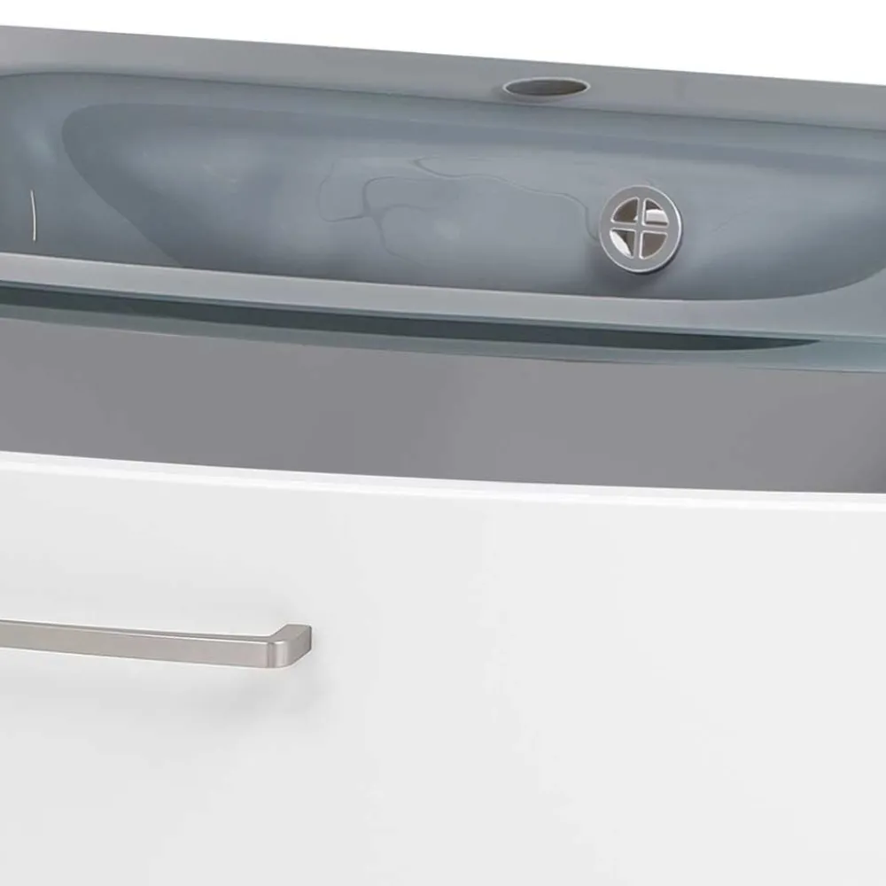 Wohnen Hängender Waschtisch mit Glasbecken in Grau - Anjunica