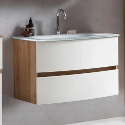 Wohnen Waschtisch|Waschbeckenunterschränke*Hängender Waschtisch mit Glas Waschbecken - Neuvana