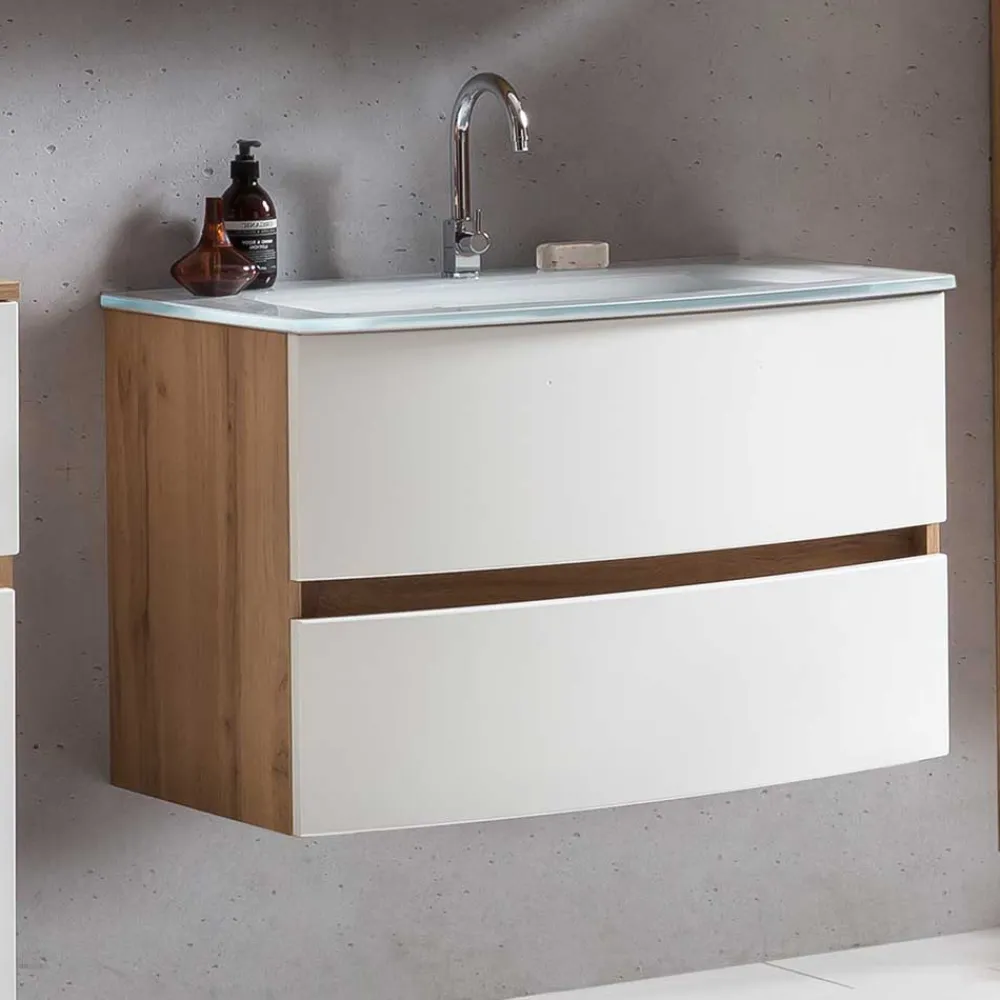 Wohnen Waschtisch|Waschbeckenunterschränke*Hängender Waschtisch mit Glas Waschbecken - Neuvana