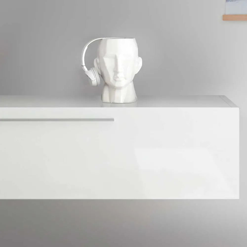 Wohnen Tv & Hifi-Möbel|Tv & Hifi-Möbel*Hängendes Lowboard in Weiß Hochglanz - Dalunzio