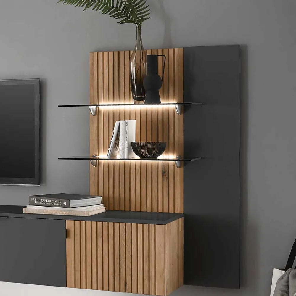 Wohnen Hängepaneel mit zwei Glasböden & LED Licht - Cruzca