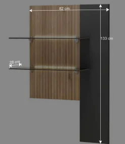 Wohnen Hängepaneel mit zwei Glasböden & LED Licht - Cruzca