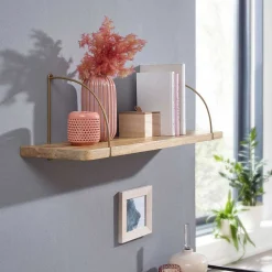 Wohnen Wohnzimmer-Regale|Esszimmerregale*Hängeregal aus Mangoholz mit Metall - Leiria