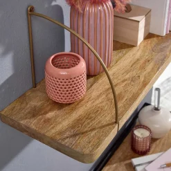 Wohnen Wohnzimmer-Regale|Esszimmerregale*Hängeregal aus Mangoholz mit Metall - Leiria