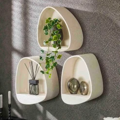 Wohnen Designermöbel*Hängeregal aus Marmorkomposit in Beige - Mayo