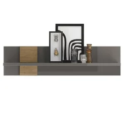 Wohnen Hängeregal in Dunkelgrau Hochglanz & Eiche - Eracosta