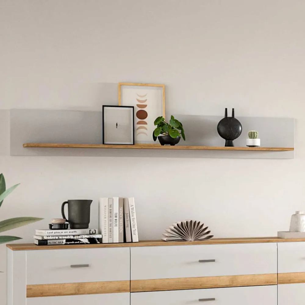 Wohnen Esszimmerregale|Regale*Hängeregal in Lichtgrau und Eiche Dekor - Jannios