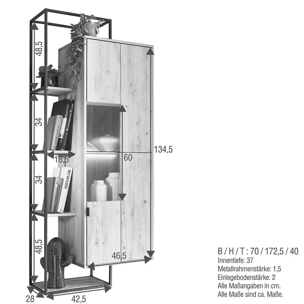 Wohnen Wohnzimmerschränke|Schränke*Hängeschrank mit Regal aus Wildeiche - Varzado