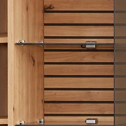 Wohnen Vitrinen|Wohnzimmer-Vitrinen*Hängevitrine in Weiß und Wildeiche NB - Niam