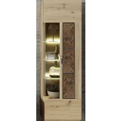 Wohnen Vitrinen|Wohnzimmer-Vitrinen*Hängevitrine in Wildeiche Holzoptik - Iniaco