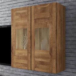 Wohnen Esszimmer-Vitrinen*Hängevitrine Vaskov aus massiver Wildeiche