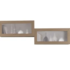 Wohnen Esszimmer-Vitrinen*Hängevitrinen in Esche Dunkel - Lacruzira (2er Set)