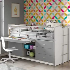 Wohnen Jugendbetten|Kinderbetten*Hochbett Boro in Weiß-Grau