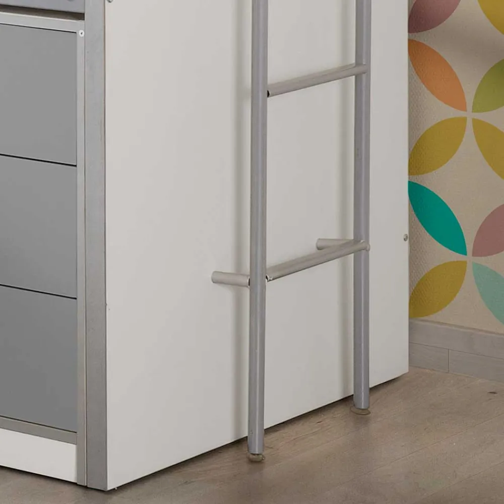 Wohnen Jugendbetten|Kinderbetten*Hochbett Boro in Weiß-Grau