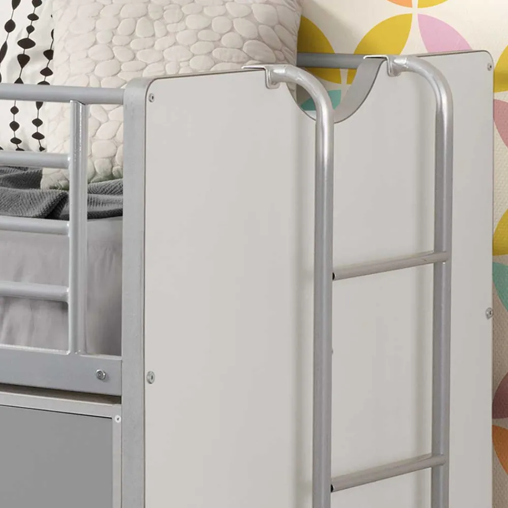 Wohnen Jugendbetten|Kinderbetten*Hochbett Boro in Weiß-Grau