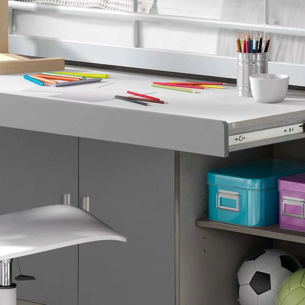 Wohnen Jugendbetten|Kinderbetten*Hochbett Boro in Weiß-Grau