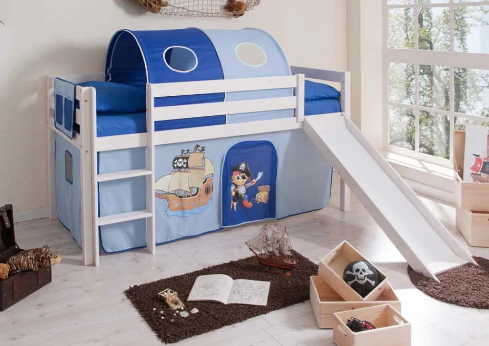 Wohnen Kinderbetten*Hochbett Martey in Kiefer Massivholz