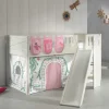 Wohnen Weiße Möbel|Jugendbetten*Hochbett mit schräger Rutsche Schmetterlinge und Burg - Jimm