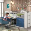 Kinder Wohnen Hochbett Musty in Weiß-Blau