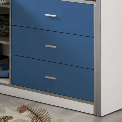 Kinder Wohnen Hochbett Musty in Weiß-Blau