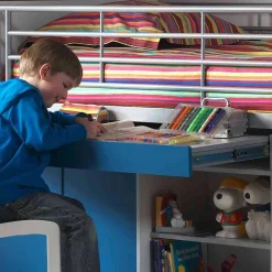 Kinder Wohnen Hochbett Musty in Weiß-Blau