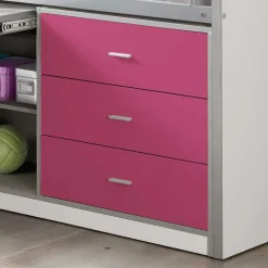 Kinder Wohnen Hochbett Nina in Weiß-Pink