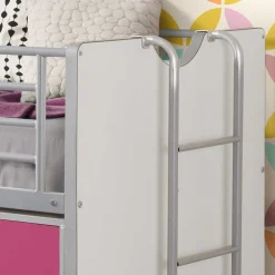 Kinder Wohnen Hochbett Nina in Weiß-Pink