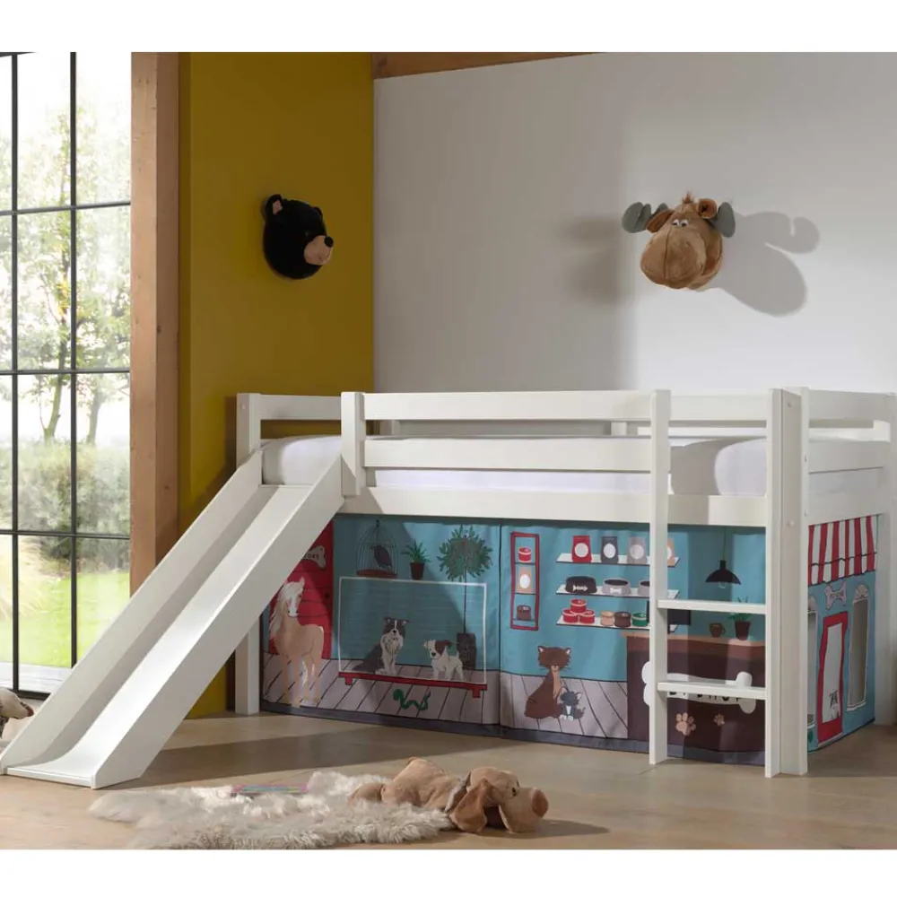 Kinder Wohnen Hochbett Spielbett mit Haustier Shop Vorhang - Lissy