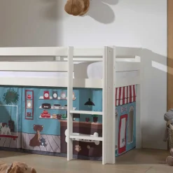 Kinder Wohnen Hochbett Spielbett mit Haustier Shop Vorhang - Lissy