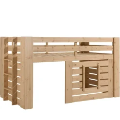Kinder Wohnen Hochbett Spielhütte aus Kiefer Massivholz - Nikolav