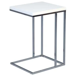 Wohnen Telefontische*Hochglanz Beistelltisch in Weiß Samanta mit verchromtem Metallgestell