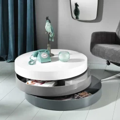 Wohnen Designermöbel*Hochglanz Design Wohnzimmertisch drehbar - Tulima