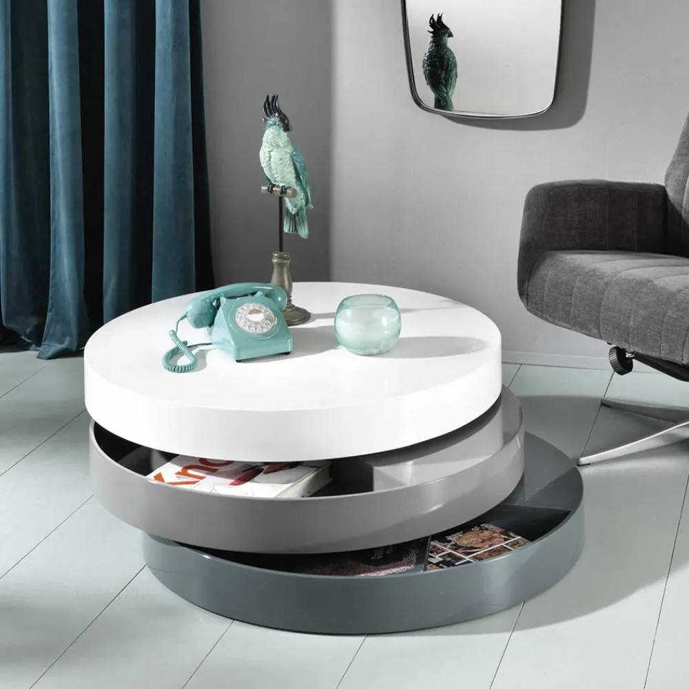 Wohnen Designermöbel*Hochglanz Design Wohnzimmertisch drehbar - Tulima