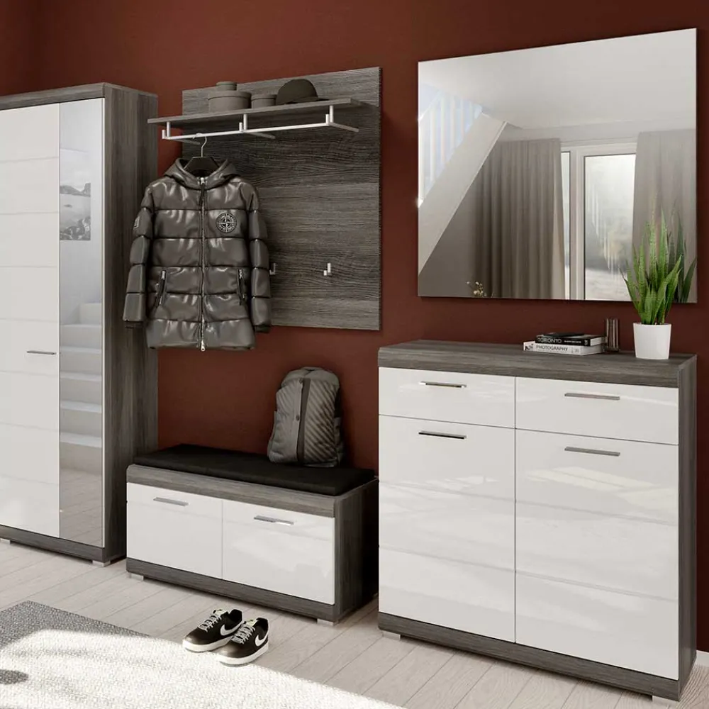 Wohnen Hochglanz Flurmäbel Kombination - Nancys (fünfteilig)