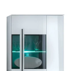Wohnen Hochglanz Highboard Jetongos in Weiß Glas