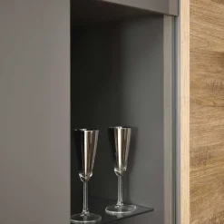 Wohnen Hochglanz Highboard mit Glas - Eracosta