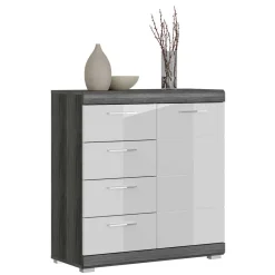 Wohnen Flurkommoden*Hochglanz Kombi-Kommode in Weiß & Grau - Nancys