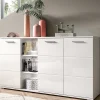 Wohnen Sideboards*Hochglanz Kommode in Weiß mit drei Türen - Rugova