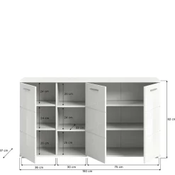 Wohnen Sideboards*Hochglanz Kommode in Weiß mit drei Türen - Rugova