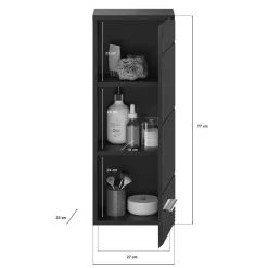 Wohnen Hochglanz Oberschrank fürs Bad in Schwarz - Culina