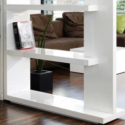 Wohnen Wohnzimmer-Regale|Wohnzimmerschränke*Hochglanz Raumteiler Design Regal in Weiß - Jasmon