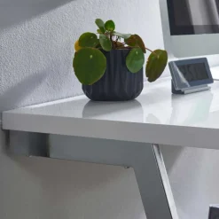 Wohnen Hochglanz Schreibtisch in Weiß - Toulon