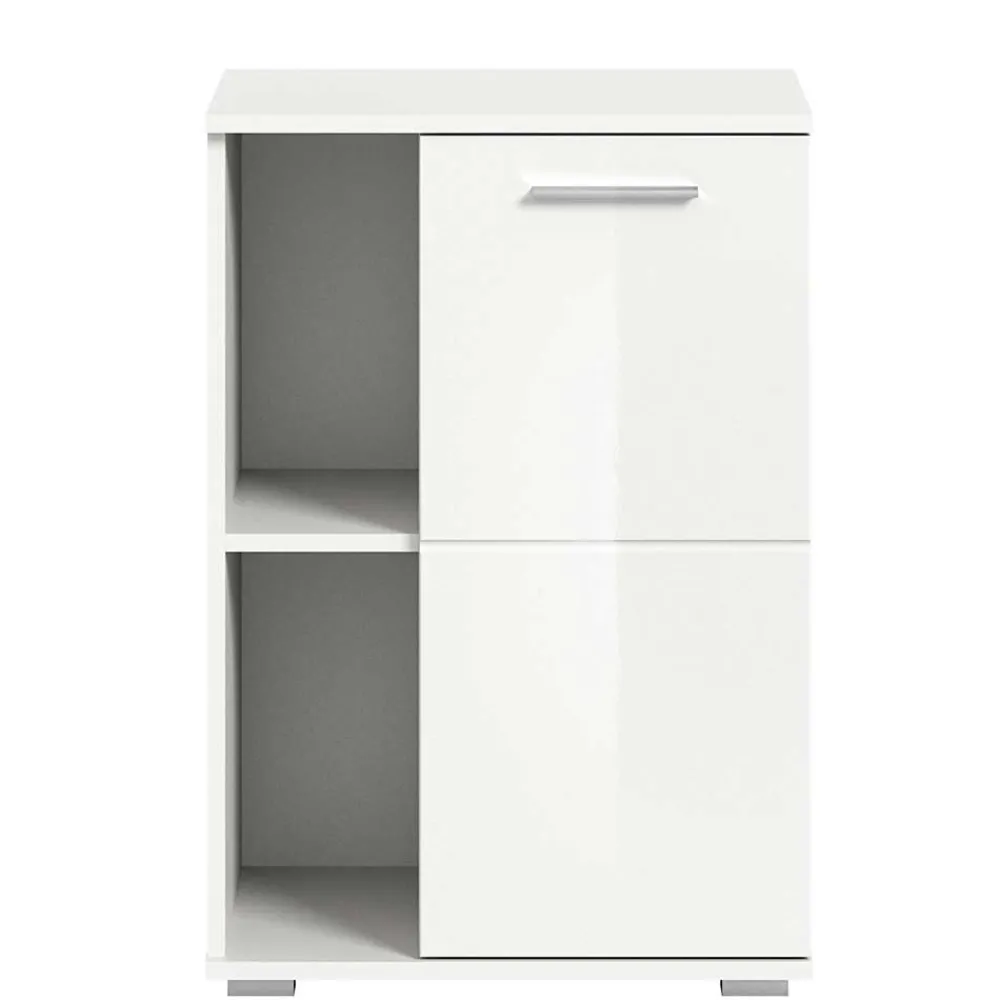 Wohnen Schuhschränke*Hochglanz Schuhkommode in Weiß - 2 Fächer & Tür - Rugova