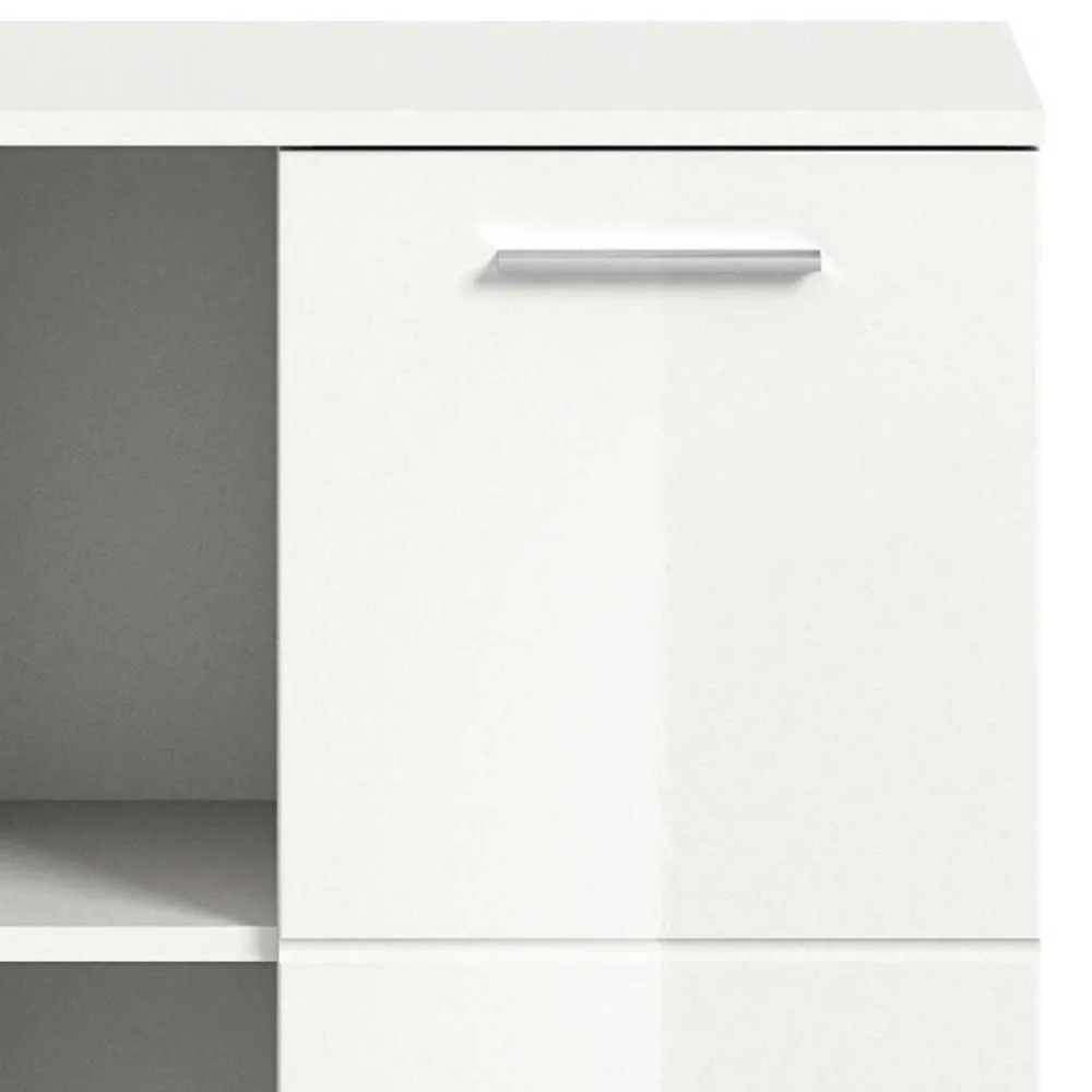 Wohnen Schuhschränke*Hochglanz Schuhkommode in Weiß - 2 Fächer & Tür - Rugova