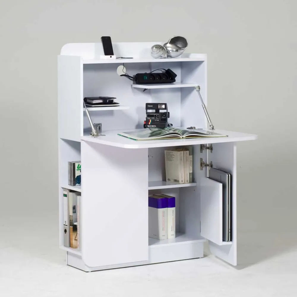 Wohnen Hochglanz Sekretär Vignola in Weiß