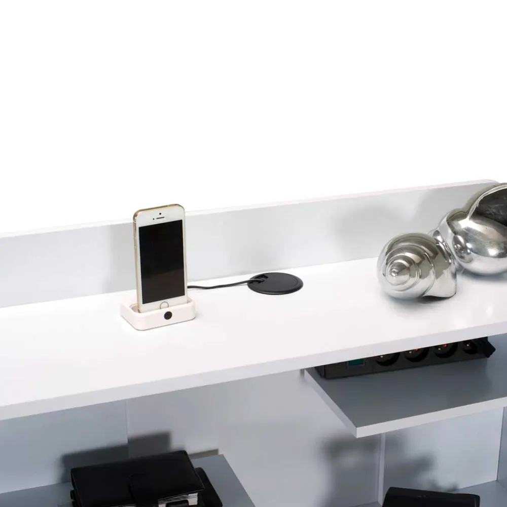 Wohnen Hochglanz Sekretär Vignola in Weiß