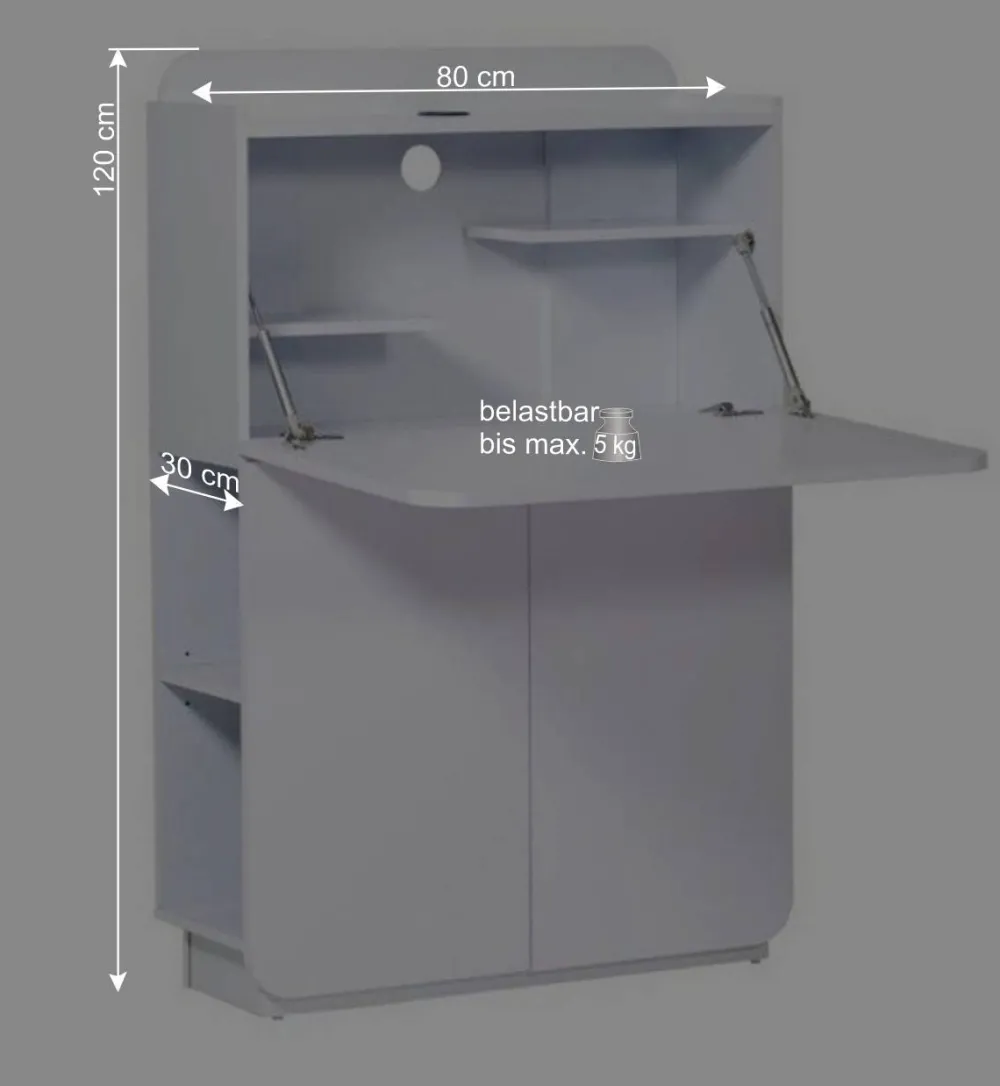 Wohnen Hochglanz Sekretär Vignola in Weiß